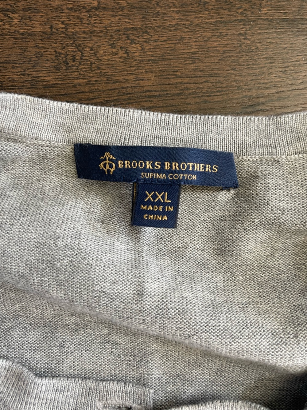 BROOKS BROTHERS Grey Solid Pima Cotton Button Down Crewneck Cardigan Preppy XXL - Picture 2 of 7